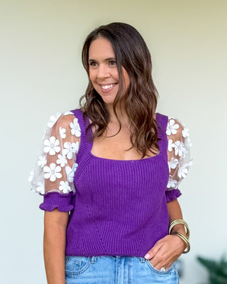 Bloom & Lace Knit Sweater Top