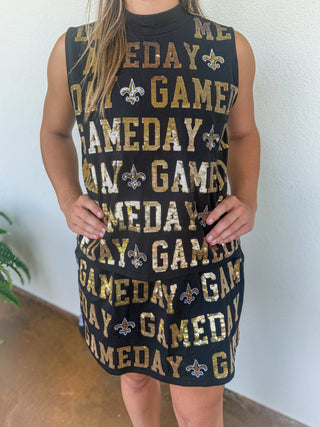Geaux All Out Sequin Set Black & Gold