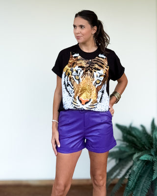 Full Face Tiger Cuff Top