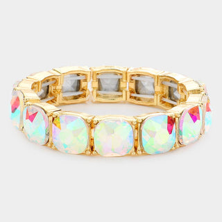 Cushion Square Stone Stretch Evening Bracelet