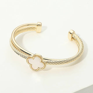 Pearl Clover Cuff Bracelet