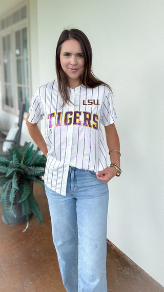lsu sequin jersey dress Women's Gameday Couture White LSU Tigers Full Sequin Jersey Dress