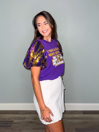 Let The Band Play Neck Sequin Top