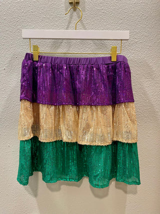 Color Block Tiered Mardi Gras Skirt
