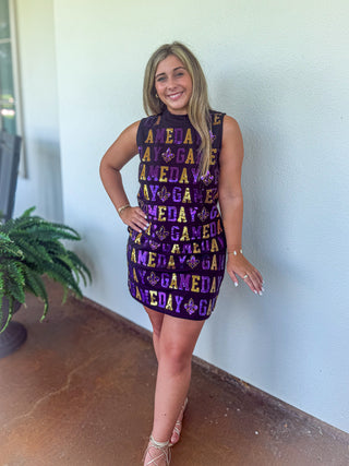 Geaux All Out Sequin Set Purple & Gold