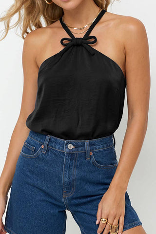 Bow Cord Detail Halter Top