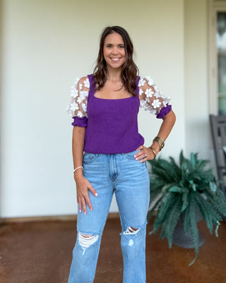 Bloom & Lace Knit Sweater Top