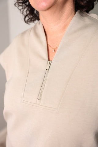 The “Astra” Scuba Zip V-Neck Top