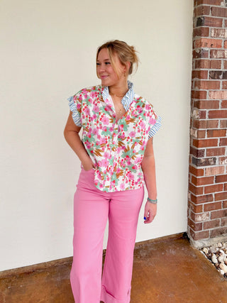 The Magnolia Stripe Bloom Top