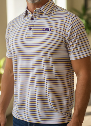 LSU Stripe Classic Polo