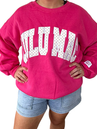 LULU Mac Polka Dot Sweatshirt - Hot Pink/White