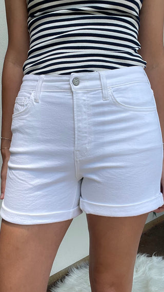 WHITE DENIM SHORTS