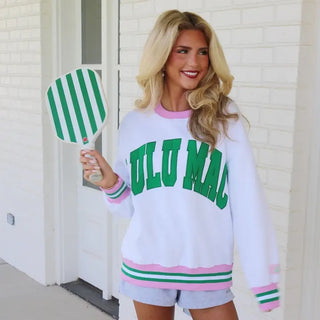 White/Green Stitch Sweatshirt