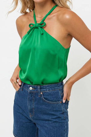 Bow Cord Detail Halter Top
