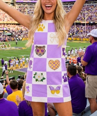 Checkered Sequin Game-day Dress